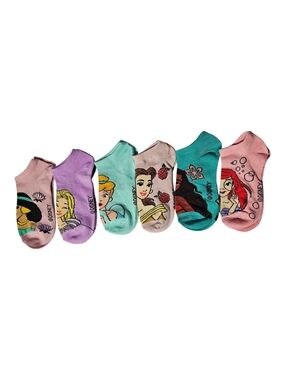 Disney Princess Low-Cut Socks Pack - Pink, Purple, Teal, Mint, Beige